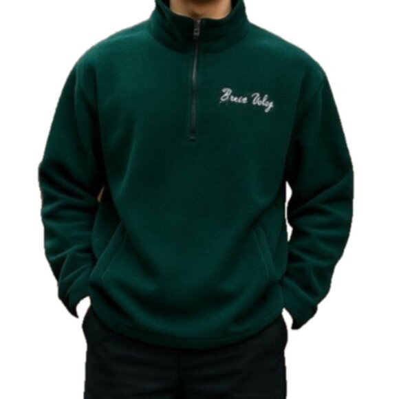 Men's Auburn Sportswear Fleece Sweatshirt Sz Large 1/4 Zip Moss Green pullover - Picture 1 of 14